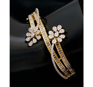 กำไลข้อมือโมอิสซาไนต์ชุบทองคุณภาพพรีเมียมแบบเปิดได้ สำหรับงานแต่งงาน งานหมั้น และงานเลี้ยงสำหรับผู้หญิง - Product Image 2