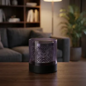 <b>Black</b> <b>Metal</b> Votives <b>Candle</b> <b>Holder</b> With Floral Burst Cutwork For Warm Ambient Lighting - Product Image 3