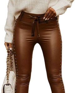 Pantalones de cuero para mujer, ropa de alta calidad al por mayor, pantalones de cuero para mujer, proveedor de ropa de moda para el día a día. - Product Image 4