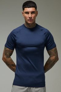 <b>Men</b> Shirt Short Sleeve Gym Fitness Athletic Wear Regular Fit Breathable Quick Dry <b>Stretch</b> Training 100% polyester Blank - Product Image 6