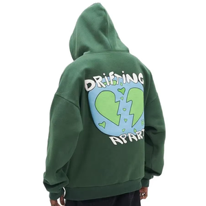 Sweat à capuche vert pour homme avec imprimé en relief « Heartbreak Never Heals Broken Heart » - Product Image 5
