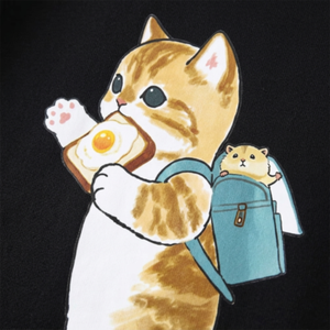 Sweat-shirt imprimé chat de dessin animé, vente en gros, coton, col rond, unisexe, pull, fabricant OEM - Product Image 4