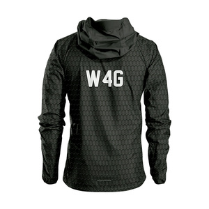 Men's Hooded Windbreaker Jacket Geometric Pattern Print Zipper Closure Sporty Style Spring Wear Lightweight Polyester Shell - Product Image 5