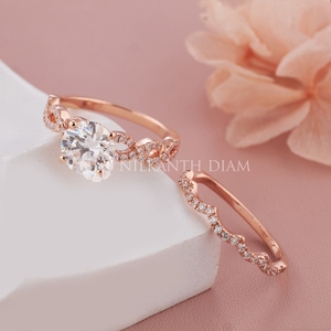 Trendy Rose <b>Gold</b> Diamond <b>Ring</b> Round Cut Bridal <b>Set</b> Diamond <b>Rings</b> Lab Created Diamond <b>Rings</b> with IGI Certified for Wholesale - Product Image 2