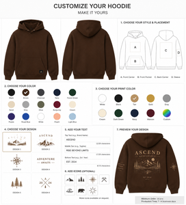 Sweat à capuche marron avec une belle broderie couleur crème, sweat à capuche pour homme 100% coton, molleton brossé, sweats à capuche élégants pour homme - Product Image 1