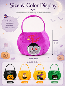 Bolsas de Peluche para Dulces de Halloween al por Mayor, Diseño de Bruja, Vampiro y Gato, Reutilizables, Cestas para Niños, Decoración para Fiestas - Product Image 6