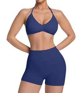 Two Piece Workout Sets Breathable Spandex Yoga Sets For Women Tank Top Matching High Waist <b>Booty</b> Lifting Shorts Gym Yoga Active - Product Image 1