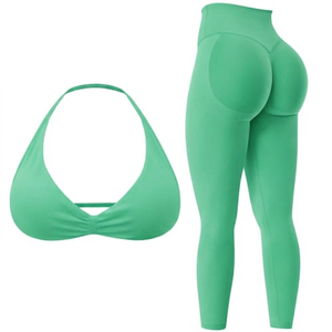 Brand New Gym Fitness Yoga Sets Women High Quality Nylon Spandex Yoga Top and Sports Gym Clothes Workout Yoga Leggings and <b>Bra</b> - Product Image 1