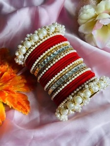 Glamorous Designer Velvet Floral Bangles for Girls and Women Soft 3D Embellished Wedding Bangle - Product Image 4