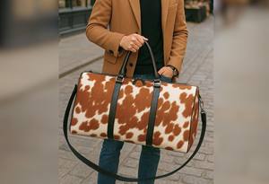 Sac de voyage week-end en cuir de luxe avec fourrure, vintage, grande capacité, durable LHODB-0141 - Product Image 3