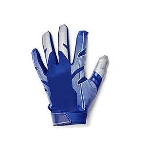 Custom Football Receiver <b>Gloves</b> Men's <b>Moisture</b> Wicking Sublimated Print Blue Polyester All Seasons American Football Apparel - Product Image 4