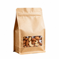 Sachet d'emballage pour poudre de thé en papier kraft doublé de film, avec poche refermable à fermeture éclair, fond plat à huit soudures latérales