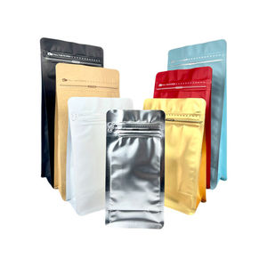 Empaques de café de plástico blando con fondo plano, impresos a medida, de 125g, 250g, 500g, 1kg, bolsas de café vacías con válvulas y cierres herméticos. - Product Image 1