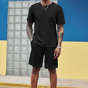 Mens T Shirt Cargo Shorts <b>Set</b> Manufacturer 2 Piece Cotton Summer Outfit OEM Custom Logo Wholesale Bulk - Product Image 4