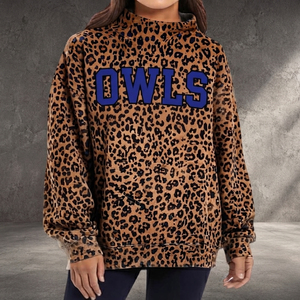 Sweat-shirt personnalisé pour femme à col ras du cou, séchage rapide, avec lettres brodées sur mesure, coupe classique, imprimé léopard, col montant - Product Image 4