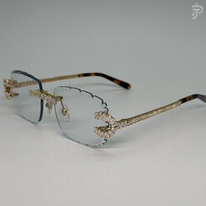 Monturas Geométricas con Lentes Transparentes, Diseño Moderno con Incrustaciones de Diamantes Hechas a Mano, para Gafas de Sol - Product Image 4