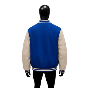 CLASSIC BLUE <b>ATHLETIC</b> LETTERMAN VARSITY JACKET FOR MEN EVERYDAY CASUAL Color Button Closure Turn-down Collar Regular Fit Autumn - Product Image 2