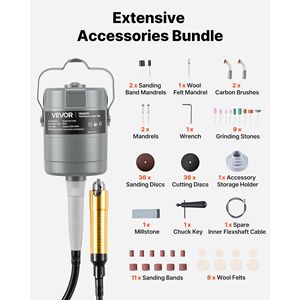 Smerigliatrice Elettrica a Albero Flessibile da 780W 25000RPM con 112 Accessori, Utensile Rotante con Controllo a Pedale e Funzione Sospensione - Product Image 4