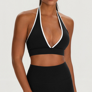 Plus Medium Support Crisscross <b>Strap</b> Solid V-Neck Sports <b>Bra</b> Front for Gym Running-Quick Dry Breathable Four-Way Stretch - Product Image 4