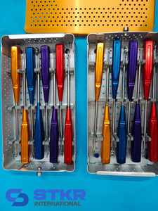 STKR INTERNATIONAL Instrumentos Quirúrgicos para Columna Vertebral, Curetas Cervicales Rainbow, 16 Piezas, 2 Juegos con Caja, Acero Inoxidable, Certificación CE, Uso Quirúrgico - Product Image 2