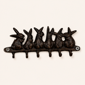 Elegante Perchero de Pared de Hierro Fundido con Forma de Conejo y 6 Ganchos, Soporte Decorativo Vintage para Llaves, Organizador para la Entrada del Hogar - Product Image 3