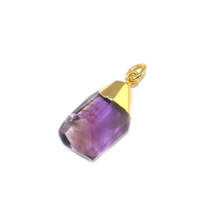 Pendentif en améthyste naturelle, taille irrégulière fantaisie, plaqué or 18 carats, style classique solitaire, bijoux unisexe pour la vente en gros - Product Image 2