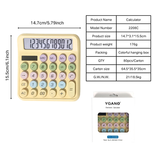 Mayorista Botones Grandes de 12 Dígitos Pantalla LCD Colorido Arco Iris Teclado Mecánico <span class=keywords><strong>Calculadora</strong></span> Solar con Fuente de Alimentación de Batería - Product Image 4