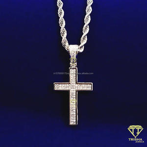 Fashion Cross Hip Hop Pendant Necklace with VVS Moissanite Diamonds and 925 Sterling Silver - Product Image 2
