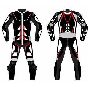 Combinaisons de course moto en cuir coupe-vent et respirantes, ensemble de vêtements de motocross personnalisés avec logo frontal, équipement de course essentiel - Product Image 1