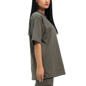 Camiseta de Manga Corta con Cuello Redondo Extra Grande para Mujer, Color Sólido, Corte Holgado, 100% Algodón Jersey, Tejido de Punto, para Todas las Temporadas - Product Image 3