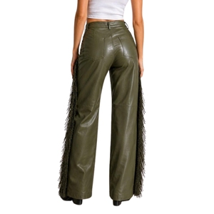 PU <b>Winter</b> Painted High Quality Women's Leather Pants Standard Fit <b>Trousers</b> - Product Image 2