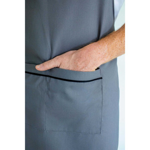 Tablier de travail gris en coton respirant et ajustable avec poche pour cuisine, cuisson, barbecue, restaurant, nettoyage - Product Image 6