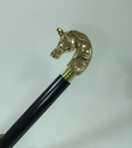 Bâton de marche en bois de qualité supérieure avec poignée en laiton poli en forme de cheval pour hommes, femmes, randonnée, camping, fête, cadeau pour personnes âgées - Product Image 2