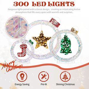 Set of 3 Iridescent Cut-out Light Bulb Christmas Decorations Pre-Lit 295 White LED Lights for Holiday Xmas Decorations - Product Image 5