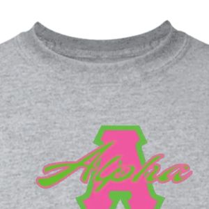 T-shirt gris chiné à manches courtes avec imprimé graphique lettres grecques, col rond, style décontracté en coton, haut pour femme, tenue de tous les jours, style urbain - Product Image 2