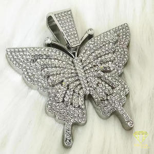 Pendentif Papillon de Luxe en Moissanite, Argent Sterling 925, Entièrement Sertie de Pierres, Breloque de Collier Hip Hop Personnalisée - Product Image 5