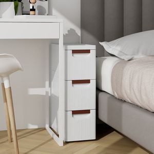 Narrow 3-Drawer Rolling Organizer <b>Unit</b> Built-In Wheels Storage Cabinet for <b>Small</b> Space Bathroom Shelves - Product Image 2