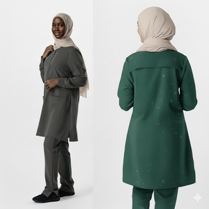 Ensemble de tenue professionnelle musulmane modeste en tissu Spandex/Polyester pour femme, compatible hijab, respirant, confortable et élégant – Le choix parfait - Product Image 4