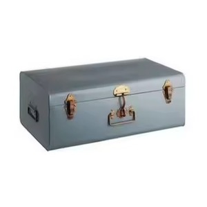 Lot de 2 coffres de rangement en métal jaune moutarde, empilables, en fer thermolaqué, style vintage, décoratifs, pour souvenirs, vente en gros - Product Image 5