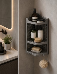 Wall Mounted Corner Bathroom Shelf 3 Tier <b>Shower</b> <b>Storage</b> Rack Freestanding Organizer Display Holder for Bathroom - Product Image 1