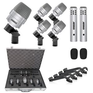Kit Microfoni Professionali per Batteria a 7 Pezzi, Set Microfoni Dinamici Cablati XLR per Studio, Palco e Uso Live DM 7ACC per Tom, Rullante e Grancassa - Product Image 1