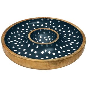 Tazón de madera esmaltado para chips y salsa - Product Image 1