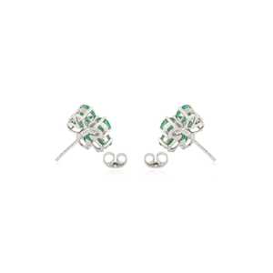 100% Genuine Floral Design Five Petals Round & Oval Emerald <b>Stud</b> <b>Earrings</b> For Women 925 Sterling Silver <b>Fine</b> Jewelry - Product Image 6