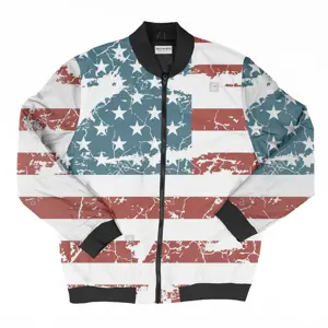 Customized Logo 100% Polyester unisex 3D Printed USA Flag Print Men's Bomber Jacket