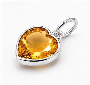 Colgante de Corazón de Citrino, Collar de Plata de Ley con Corazón, Joyería con Gema de Citrino Amarillo, Colgante de Plata 925, Regalo para Ella - Product Image 2