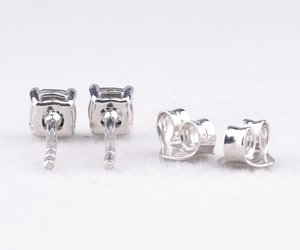DailyWear Elegant <b>Cushion</b> Diamond Stud Earrings Solitaire 4-Prong Martini Studs Black Diamond Studs Dainty Earring For Gift - Product Image 6