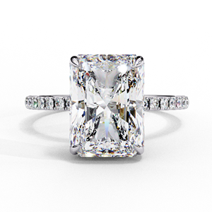 Bague de fiançailles en or rose avec diamant taille émeraude, sertie pavé, bijoux fins de luxe pour femme - Product Image 6