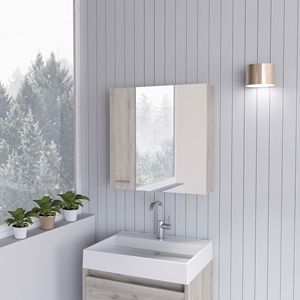 Armadietto per medicinali Sines grigio chiaro con quattro ripiani interni e doppia anta per bagno - Product Image 1