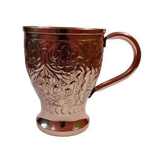 カクテルビール用タンブラー銅カップを飲む100% 純粋な手工芸品刻印エンボス銅モスクワマグ