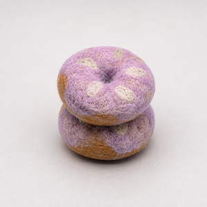 Educational Felt <b>Wool</b> Donut Purple Polka Dot Handcrafted Toy for Children's Interactive Play - Product Image 3